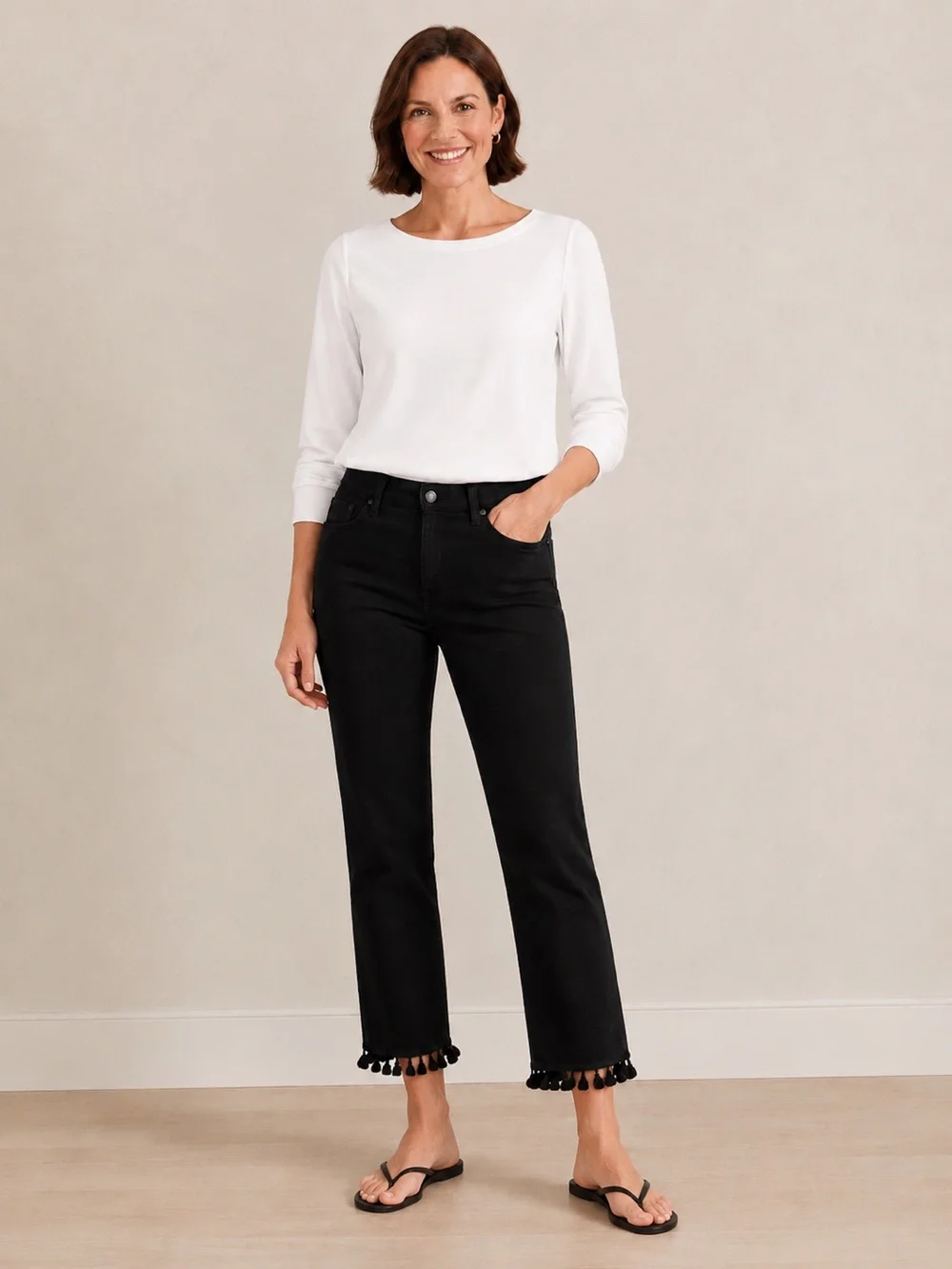 Talbots jeans cropped black high rise straight womens size 6 petite